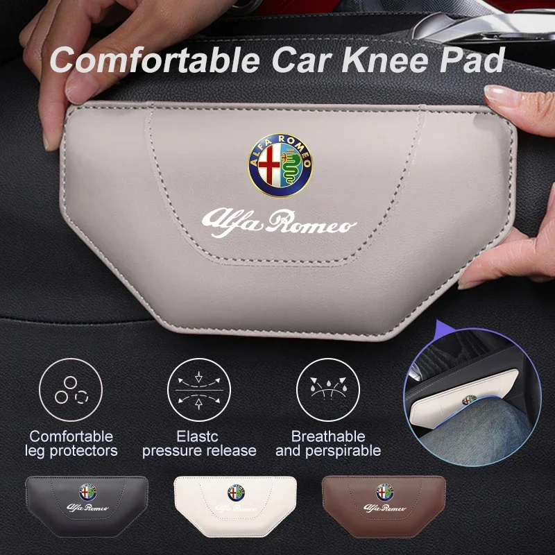 Hub Caps Car Leather Knee Pad Inside Leg Cushion Comfortable Thigh Support For Alfa Romeo GT Stelvio F1 Brera Volante Tonale Glo view 2