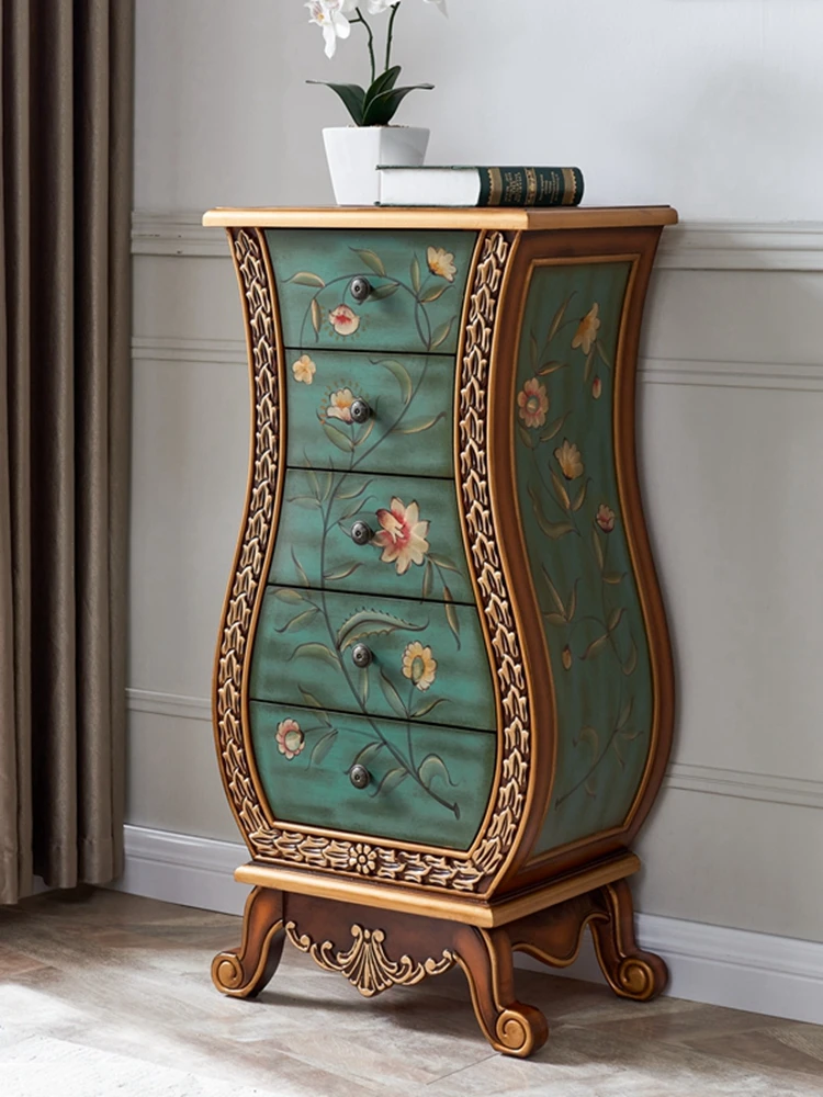 European-style 456 entrance chest cabinet solid wood American vase decorative cabinet storage and finishing side cabinet