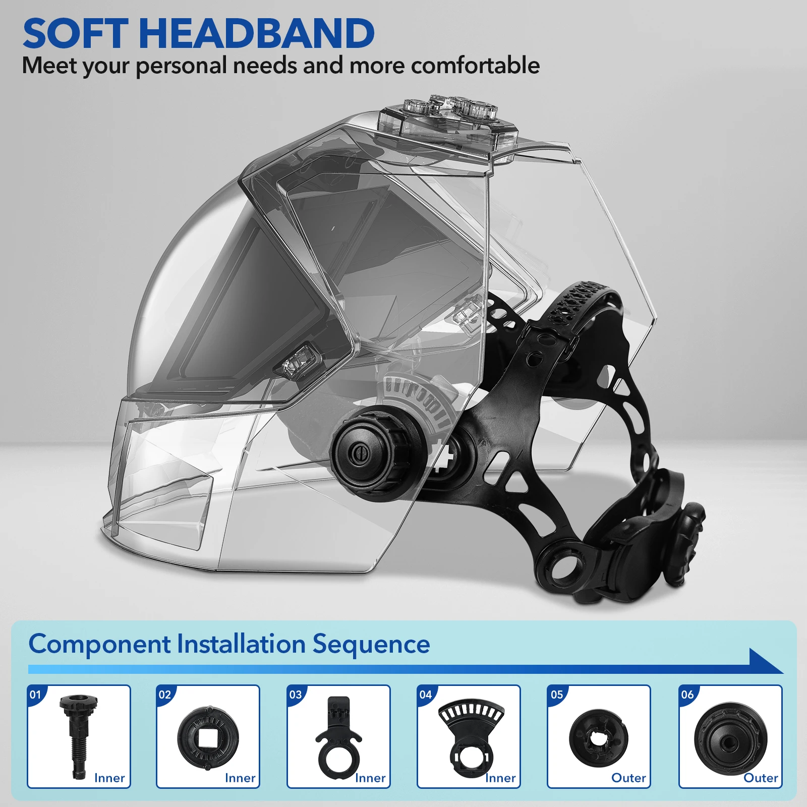 Cascos de soldadura con vista panorámica para hombre, capucha de soldadura con oscurecimiento automático, Color verdadero, 4 sensores de arco, máscara de soldador, sombra amplia de visión grande