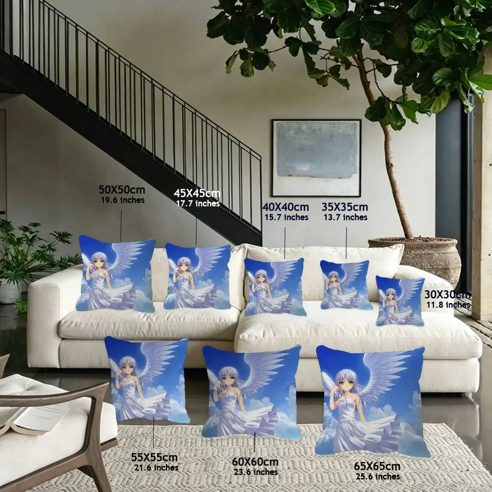 Anime Pillow Case For Home Bedroom Car Office Decoration Living Room Sofa Angel Beats Cushion Cover Suitable