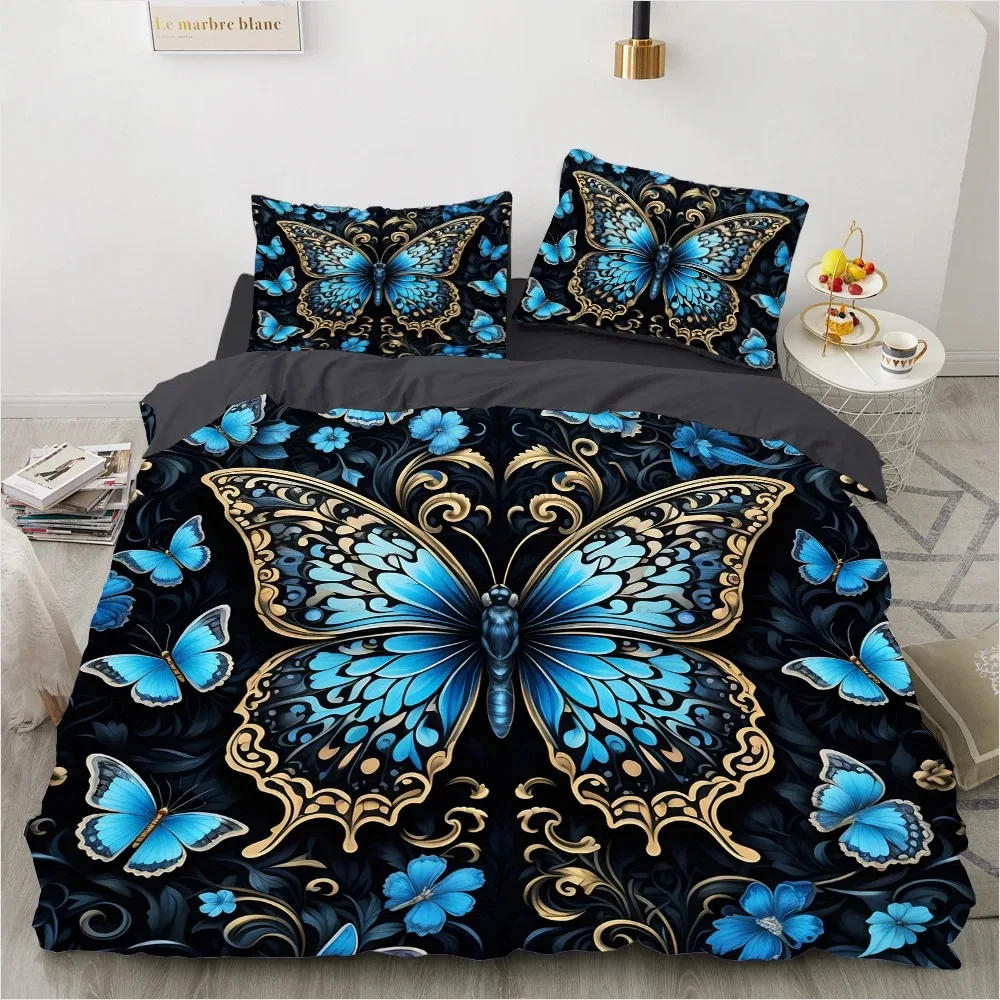 

Bedding Sets 3d Duvet Cover Set 23pcs DuvetQuiltComforter Cover sets Bedding Sets bed linen Boho Damask Garden Blue butterfly