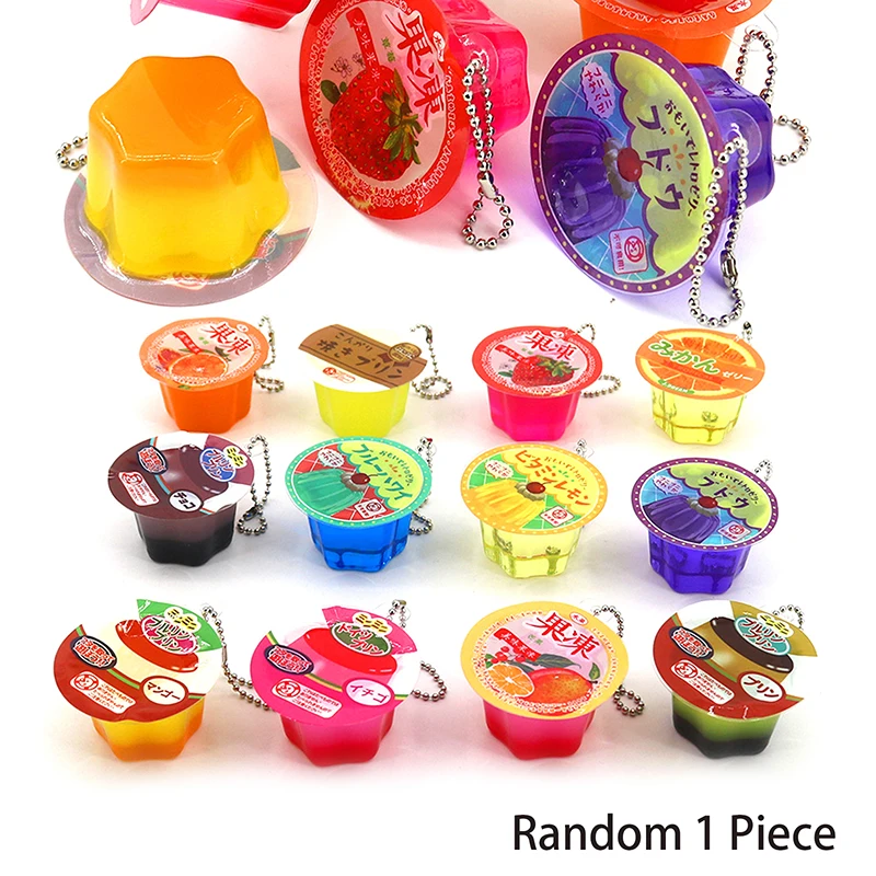 Kawaii Miniature Pudding Keychain Charm, Japanese Style Fruit Jelly Pendant, Ideal Summer Decorative Present'