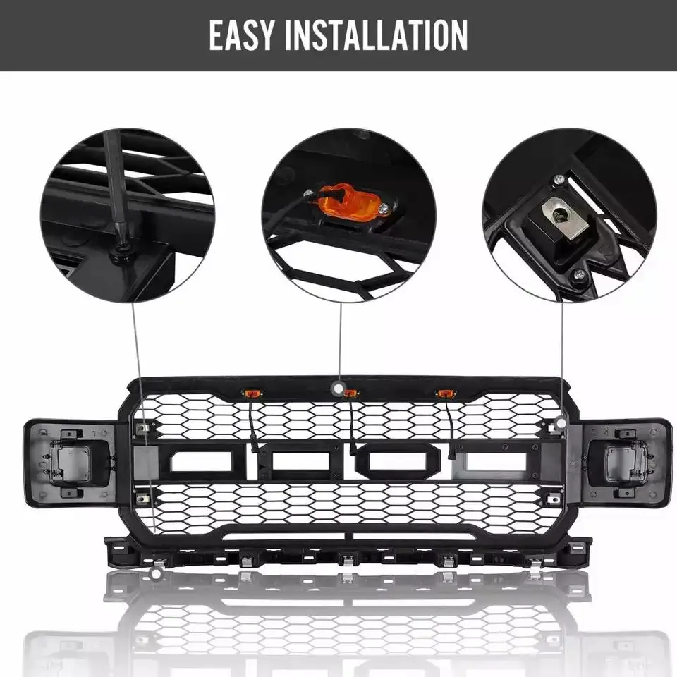 Griglia anteriore stile Raptor nera con luci LED ambrate per F150 2018 2019 2020