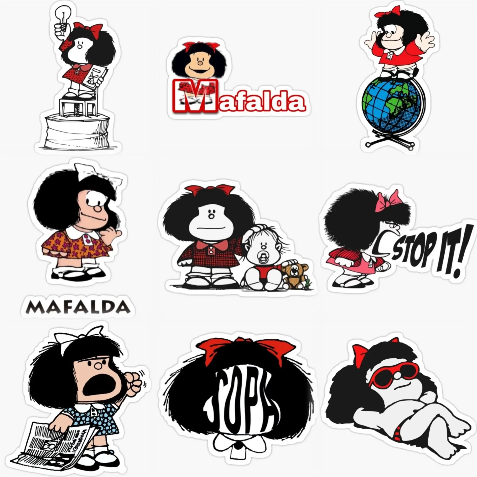 

Mafalda Cartoon Cute Creative PVC Waterproof Sticker for Decorate Car Van Helmet Window Fridge Room Wall Decal Accessories
