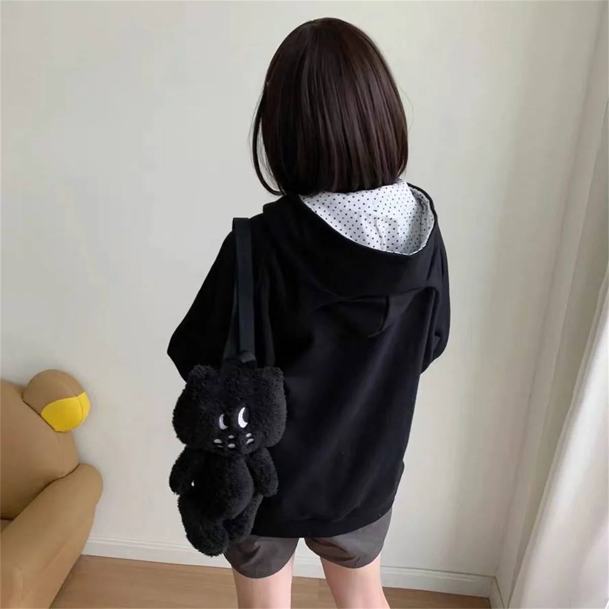 Ropa Mujer Japanese Cute Hoodies Coats Cute Cat Print Hooded Sweatshirts Y2K Tops Women Clothing Casual Zipper Loose Hoodie