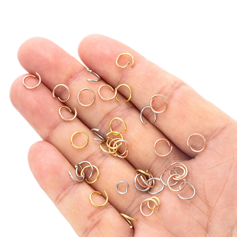 100pcs 4/5/6/7/8mm Gold Plated Stainless Steel Open Jump Rings Split Connectors for DIY Earring Necklace Jewelry Making Findings