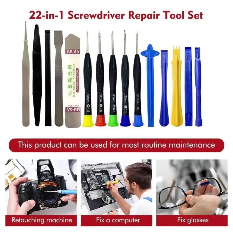 22Pcs Universal Phone Repair Tool Set With Precision Screwdrivers And Pry Tools Perfect For Fixing Mobile Phone Screens