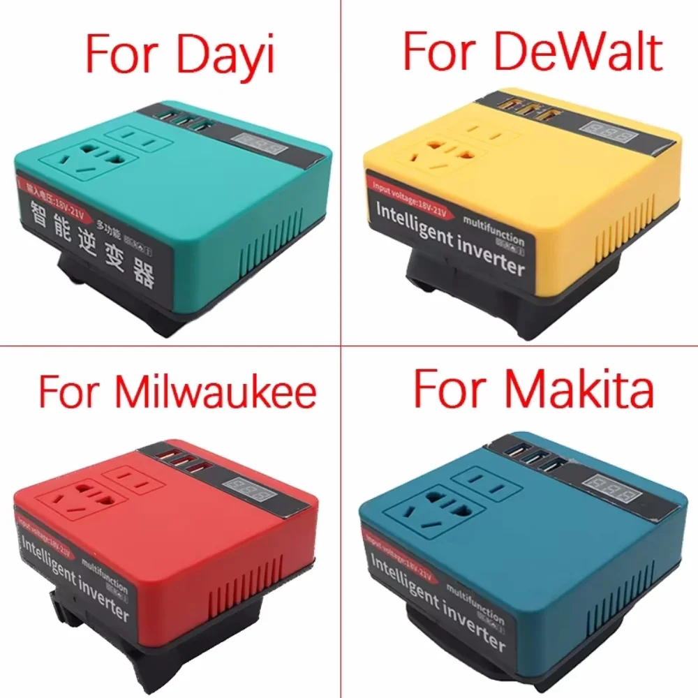 220V Multifunction Intelligent Lithium Battery Inverter Outdoor Work Inverter for Makita for Milwaukee for DeWalt Power Tool