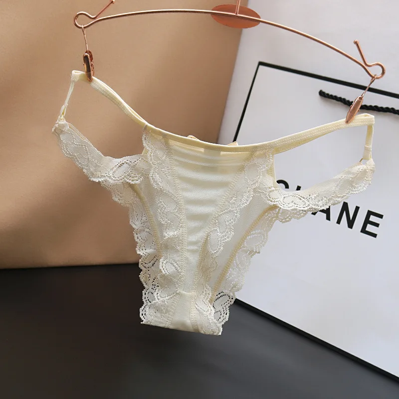 Sexy Lace Panties For Women Bow Low-waist G-strings Female Hollow Out Mesh Thongs Cotton Crotch Tanga Thin Strap Sex Briefs New