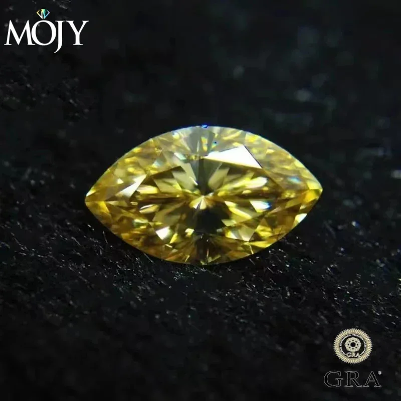 

MOJY Marquise Cut 0.5~5.0ct Lemon Yellow Moissanite Stone Gemstone with GRA Certificate Excellent for Custom Fine Jewelry Making