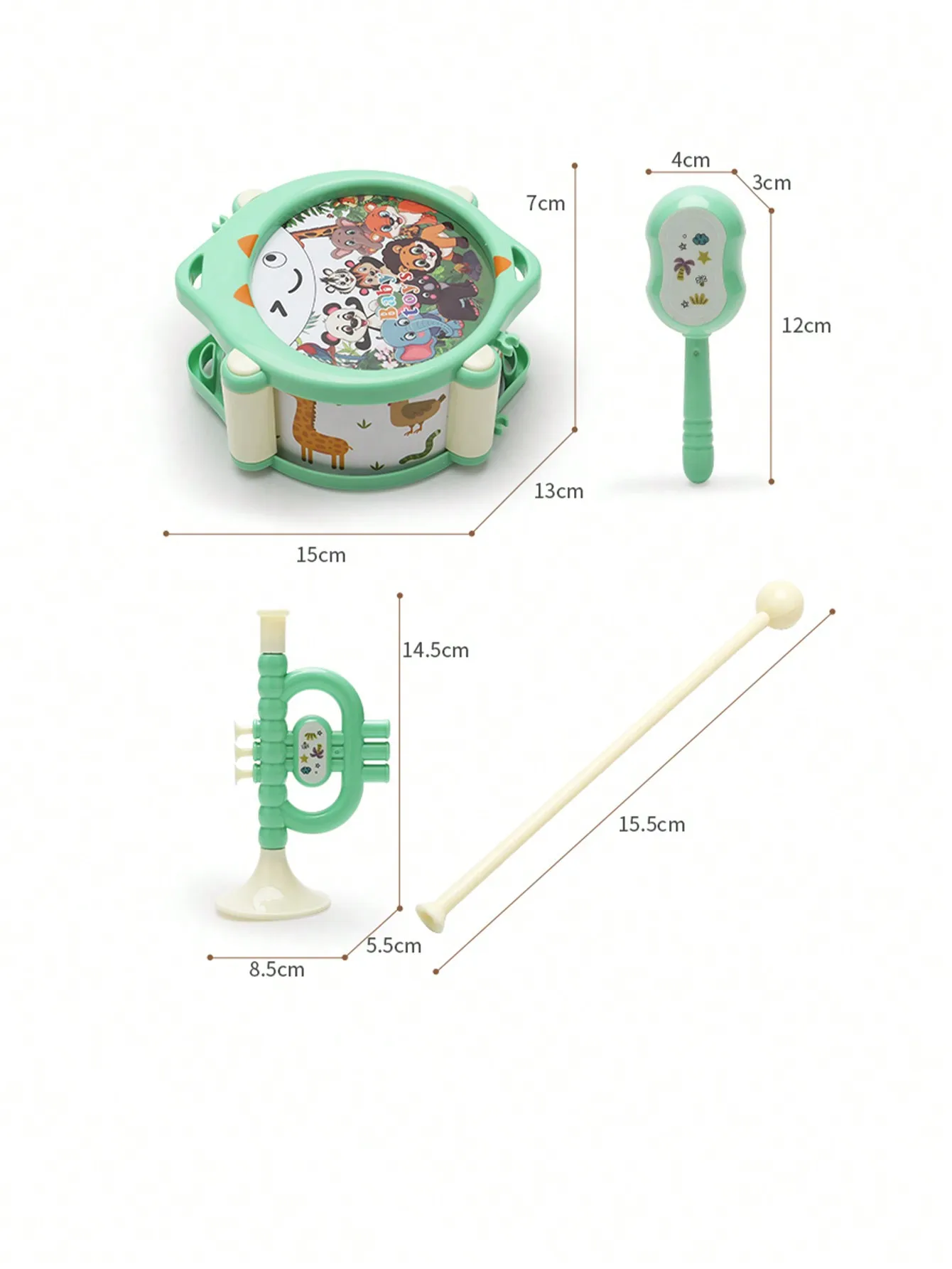 6 ชิ้นชุดเด็กเครื่องดนตรีของเล่นเครื่องดนตรีของเล่นเพื่อการศึกษาสําหรับโรงเรียนอนุบาลสําหรับบ้านกลองของเล่นเพื่อการศึกษาในร่มกลางแจ้ง