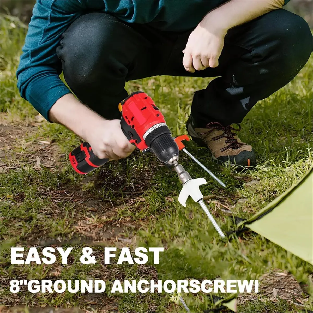 20 Pack in Tent Stakes Heavy Duty,8 '' Ground Anchors in,Metal Stakes with Hex Head Driver and Storage Box