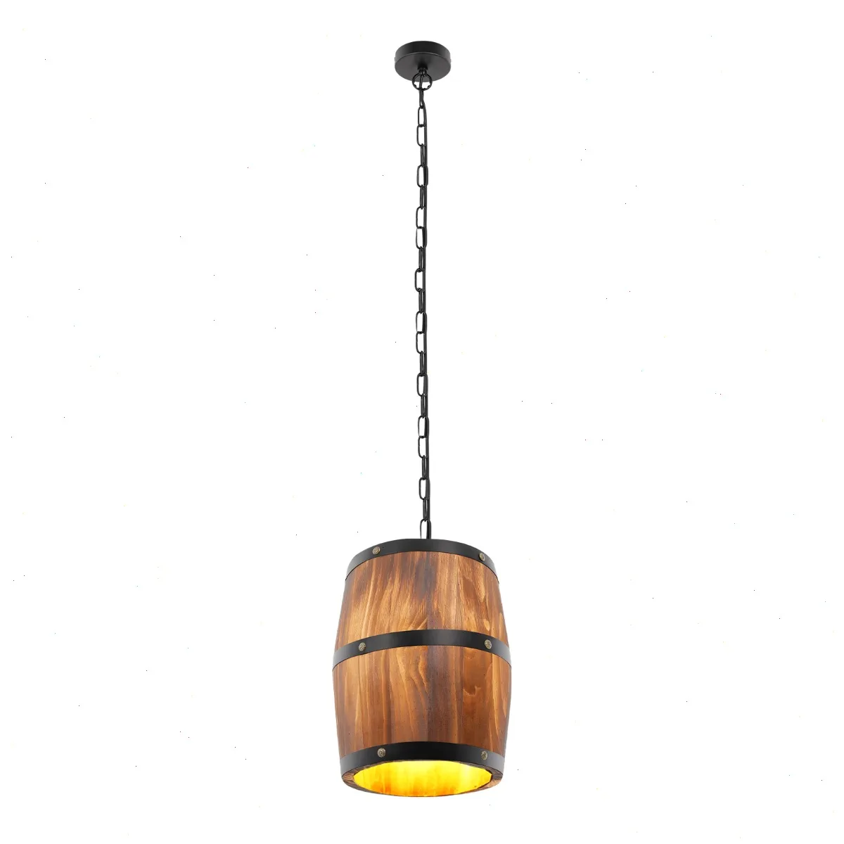 Pendelleuchten, Holz-Weinfass-Kronleuchter, Vintage Deckenlampe aus recyceltem Holz und Eisen, E26 90cm Kette für Bar, Café, Restaurant (ohne Leuchtmittel)