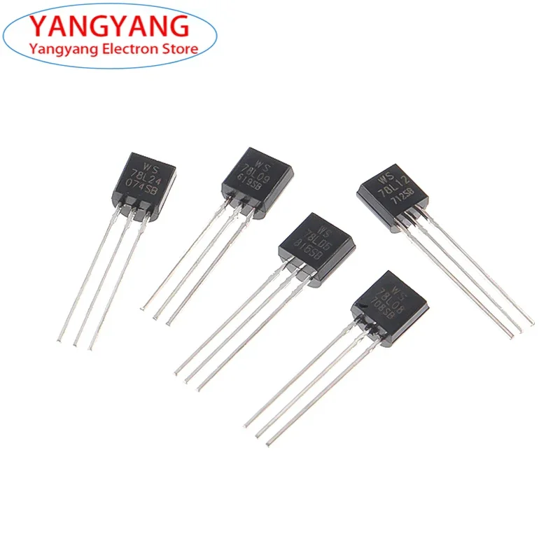 Regulador de potência regulado terminal três, novo, 78L05, 78L08, 78L09, 78L12, 78L24, DC Triode para-92, 10pcs