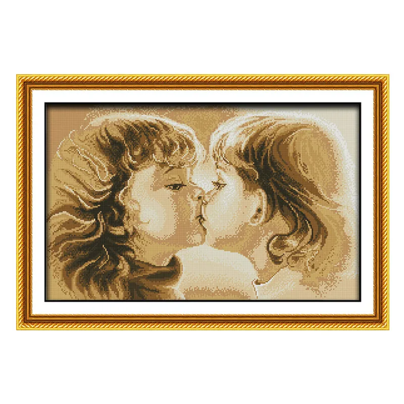 Love's kiss cross stitch kit people 18ct 14ct 11ct count print canvas stitches embroidery DIY handmade needlework