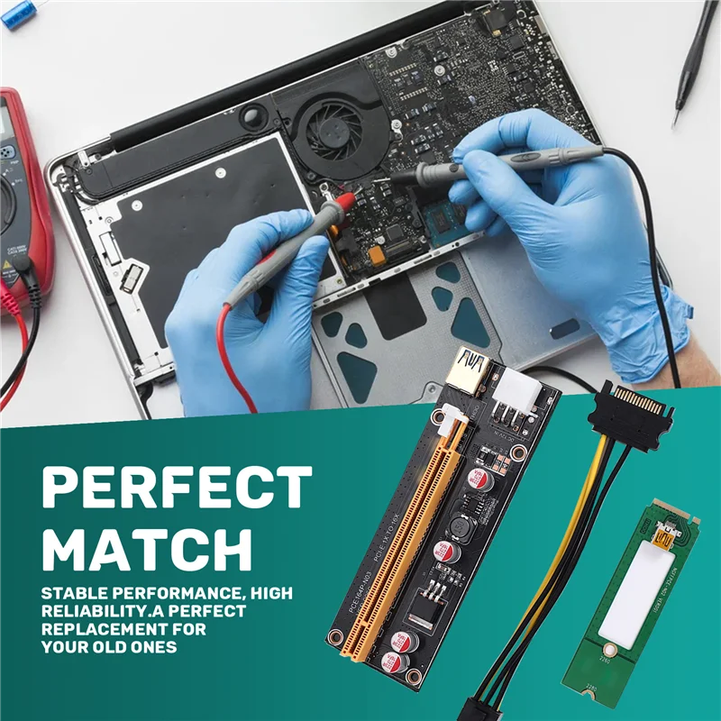 AEF7-NGFF M.2 M Key a USB 3,0 PCI-E Riser Card M2 a USB3.0 PCIE 16X 1X extensor con alimentación para minero de Bitcoin Litecoin