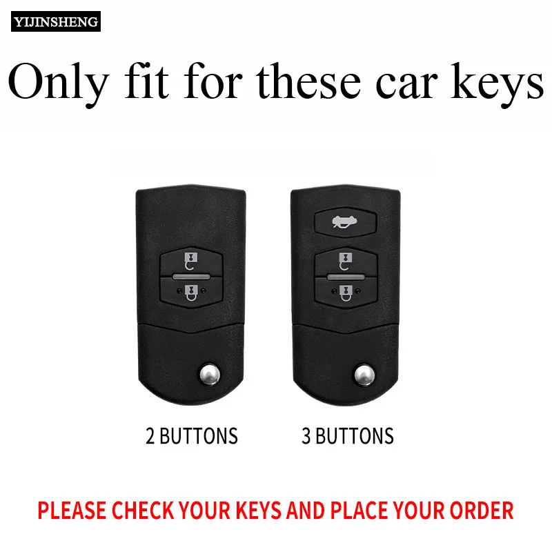 Zinc Alloy + Leather Car Key Case Cover For Mazda 2 3 5 6 CX7 CX9 RX8 MX5 MPV Demio 2 3 Buttons Flip Remote Key Protection