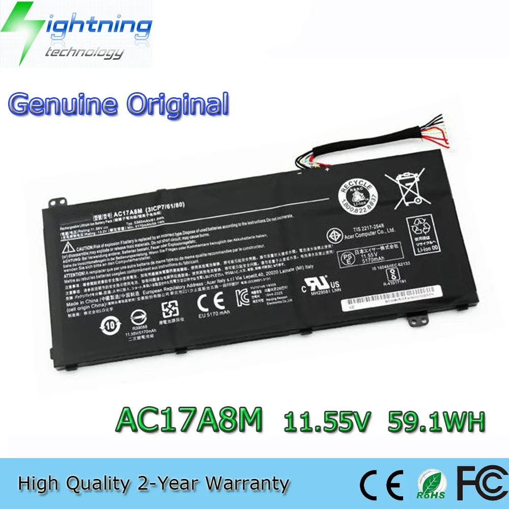 

New Genuine Original AC17A8M 11.55V 59.1Wh Laptop Battery for Acer Spin 3 SP314-52 TravelMate X3410-M X3410-MG