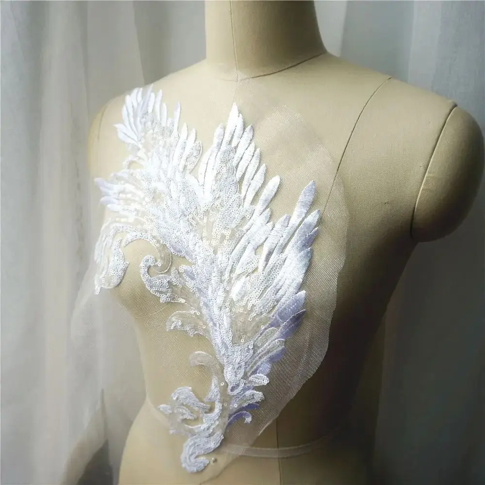 Patch Sequin Embroidery Sequin Appliques Phoenix Tail DIY Sew On Patch Embroidery Patch Wedding Gown DIY Decoration