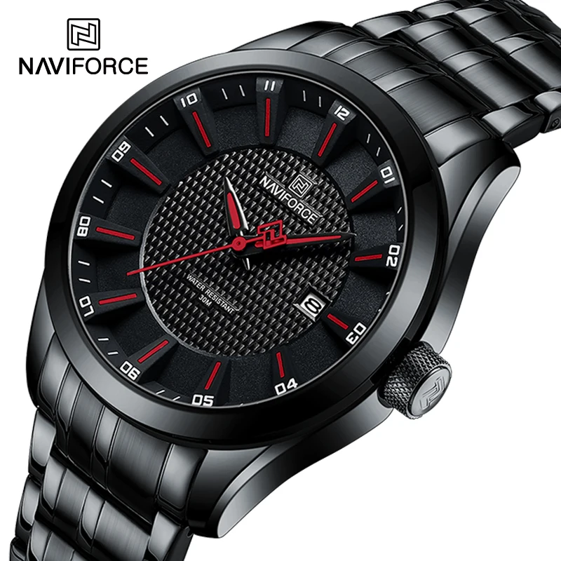 NAVIFORCE Men\'s Luxury Waterproof Wrist Watch Male Stainless Steel Casual Quartz Calendar Clock Military Sports Watches for Man