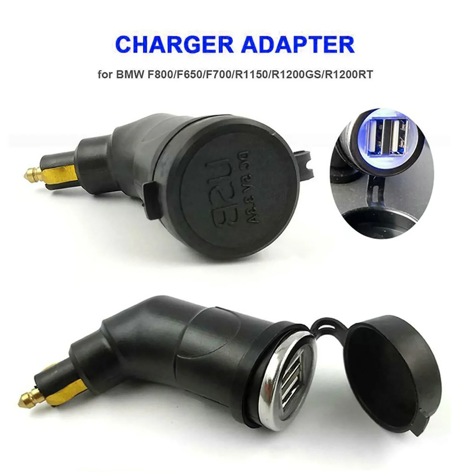 1pc 3.3A Motorcycle Elbow Charger Dual USB Port Charger Adapter Digital Display Plug For BMW Ducati F800GS R1200GS R1200RT