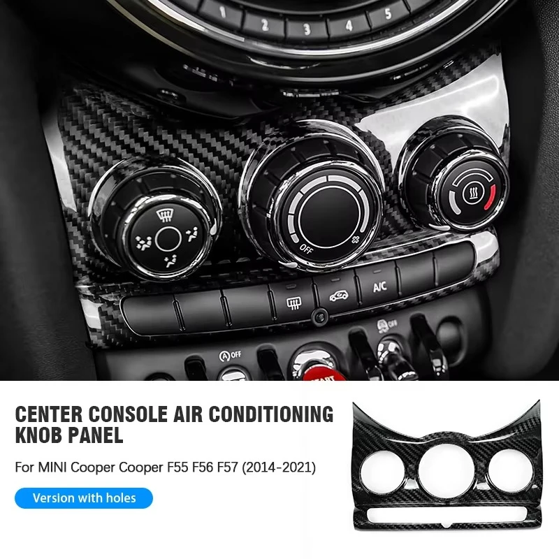 Real Carbon Fiber Car Center Console Air Condition Knob Panel Decoration Cover Accessories For MINI Cooper F55 F56 F57 2014-2021
