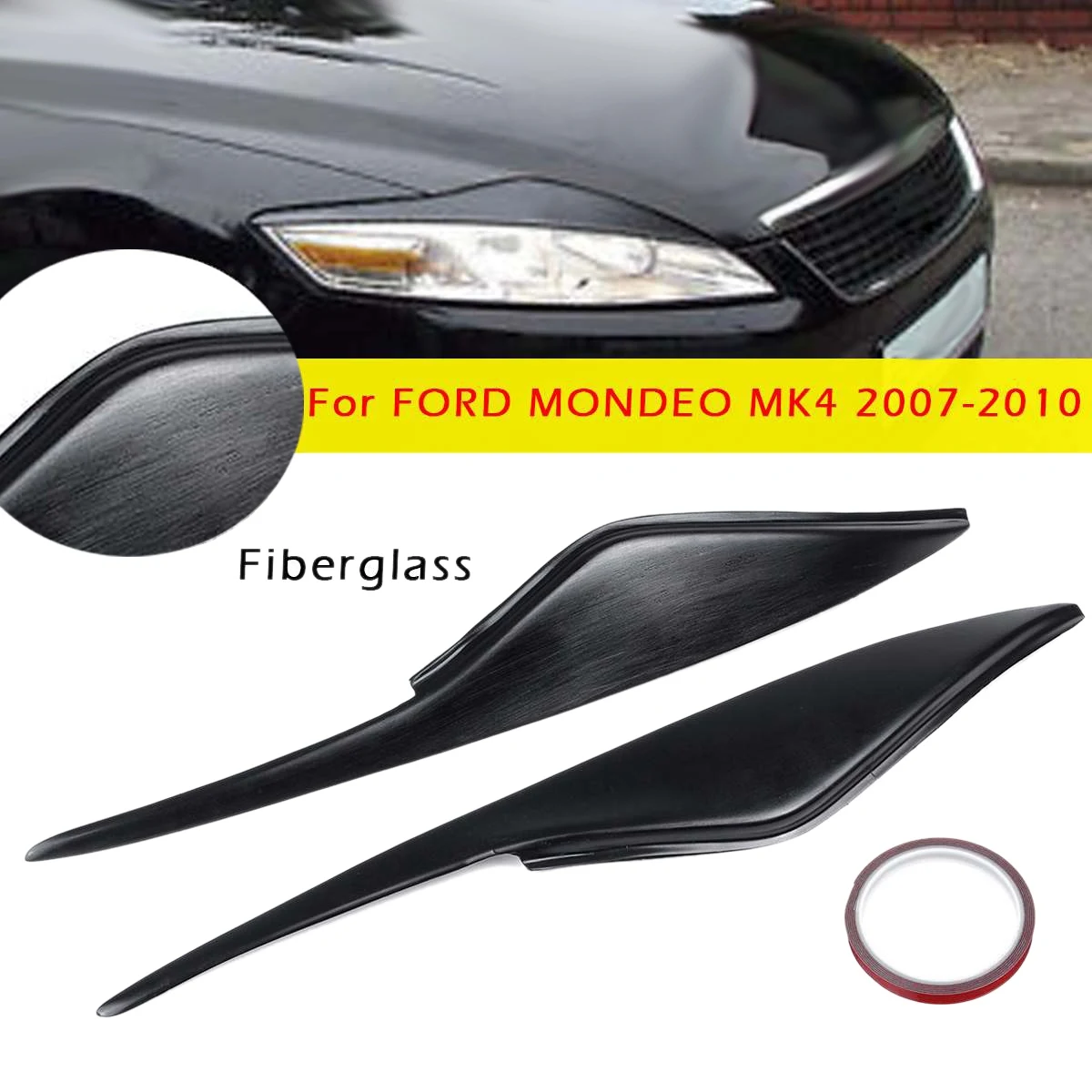 Car Glass Black Headlight Eyebrow Cover Trim Headlamp Sticker for Ford Mondeo MK4 2007-2013