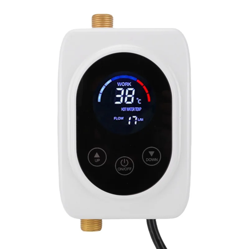 3000W Electric Instant Tankless Water Heater LCD Touch White For Kitchen Bathroom Sink