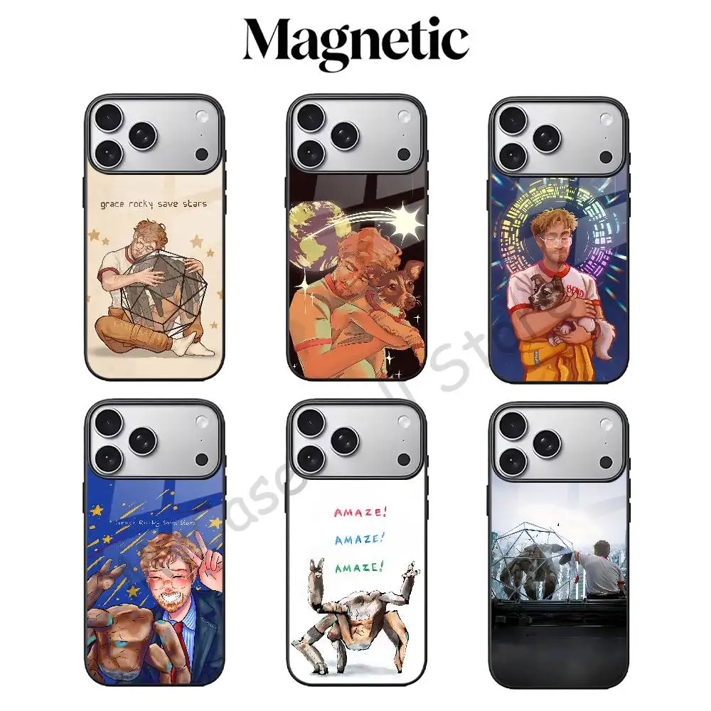 Grace Rocky Magnetic Black Phone Case For MagSafe For iPhone 17 16 15 14 13 12 11 Pro Max Plus Mini E XR