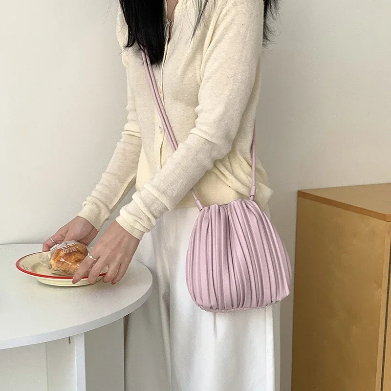 

Vibrant Candy-Colored Pleated Bags - Korean Spring/Summer Collection for Women