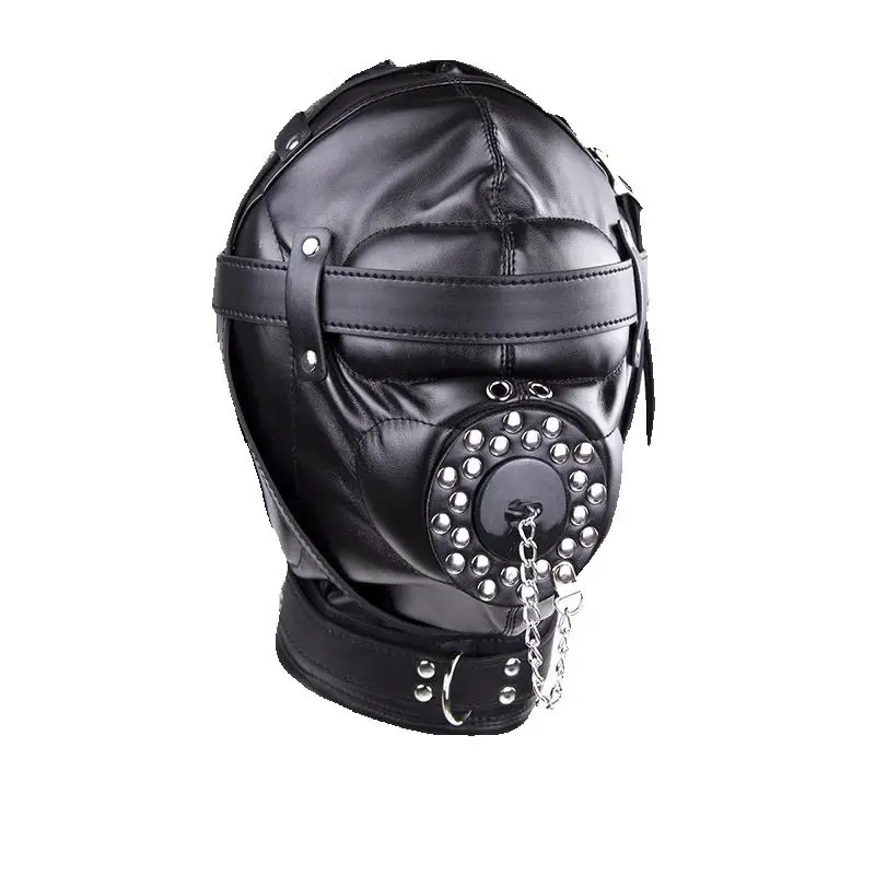 New BDSM Bondage Mask With hollow Mouth Gag SM Totally Enclosed Hood Sex Slave Head Hood Sex Toys For Couples Sex product