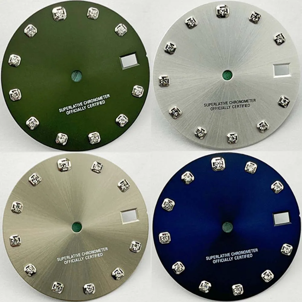 

Циферблат для механических часов 28,5 мм, аксессуары для часов, циферблат со стразами, одинарный календарь, циферблат с бриллиантами для механизмов NH35, NH35A, 4R35
