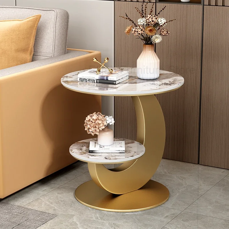 Marble Coffee Tables Luxury Round Floor Gold Leg Unique Ornaments Aesthetics Coffee Table Frame Mesas Plegables Nordic Furniture