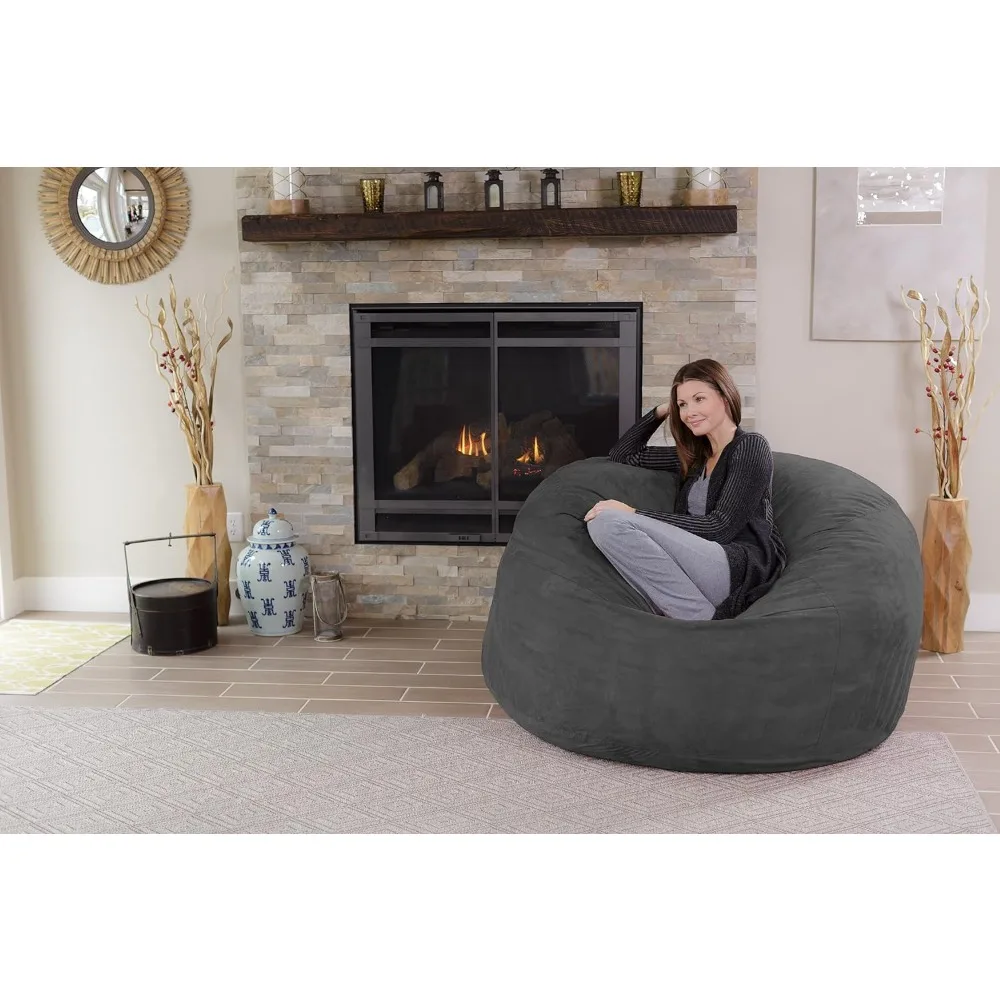 Bean Bag Chair: Giant 5' Memory Foam Furniture Bean Bag - Big Sofa with Soft Micro Fiber Cover - Charcoal