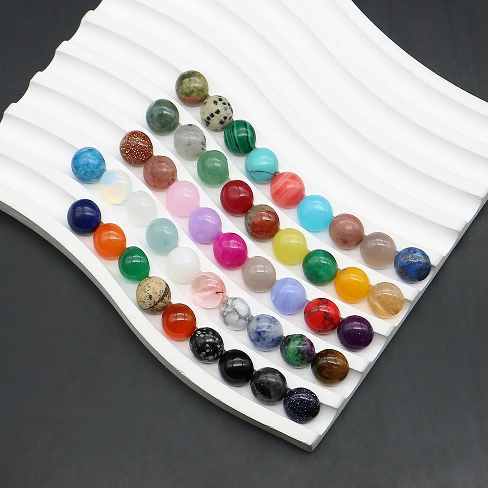 15pcs/lot Natural Stone Cabochon Bead Round 10mm Cab Cameo Amethyst Gemstone Beads for DIY Ring Necklace Pendant Earring Jewelry