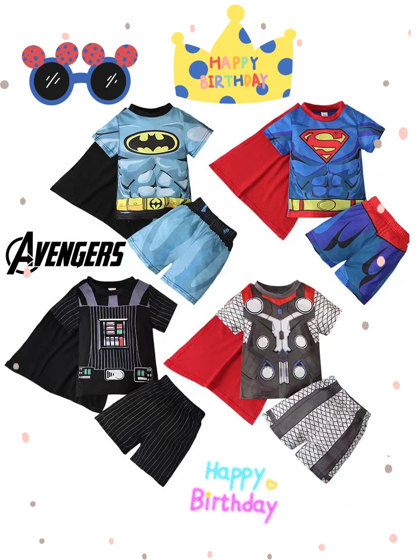 New Avengers Superhero Costume for Kids Spiderman Iron Man Cotton Pajamas Suit Boys Long Sleeve Christmas Sleepwear Sets