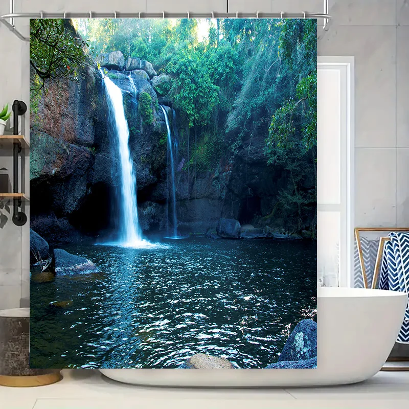 

Высококачественные водонепроницаемые шторы для ванной комнаты с потрясающим водопадом идеально подходят для создания спа-саловой атмосферы в вас.