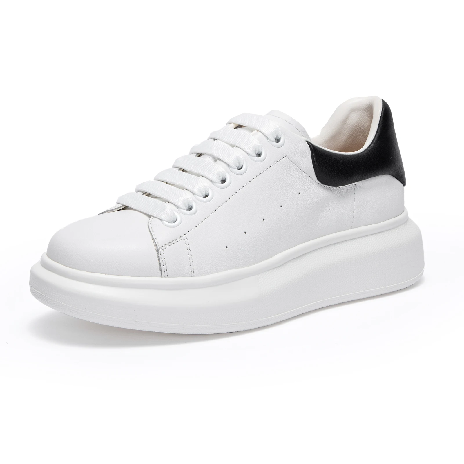 C-H Women's Thick soled Walking Shoes 2026 Classic Cow Leather Rubber Sole Low cut Sports Shoes Arch Support