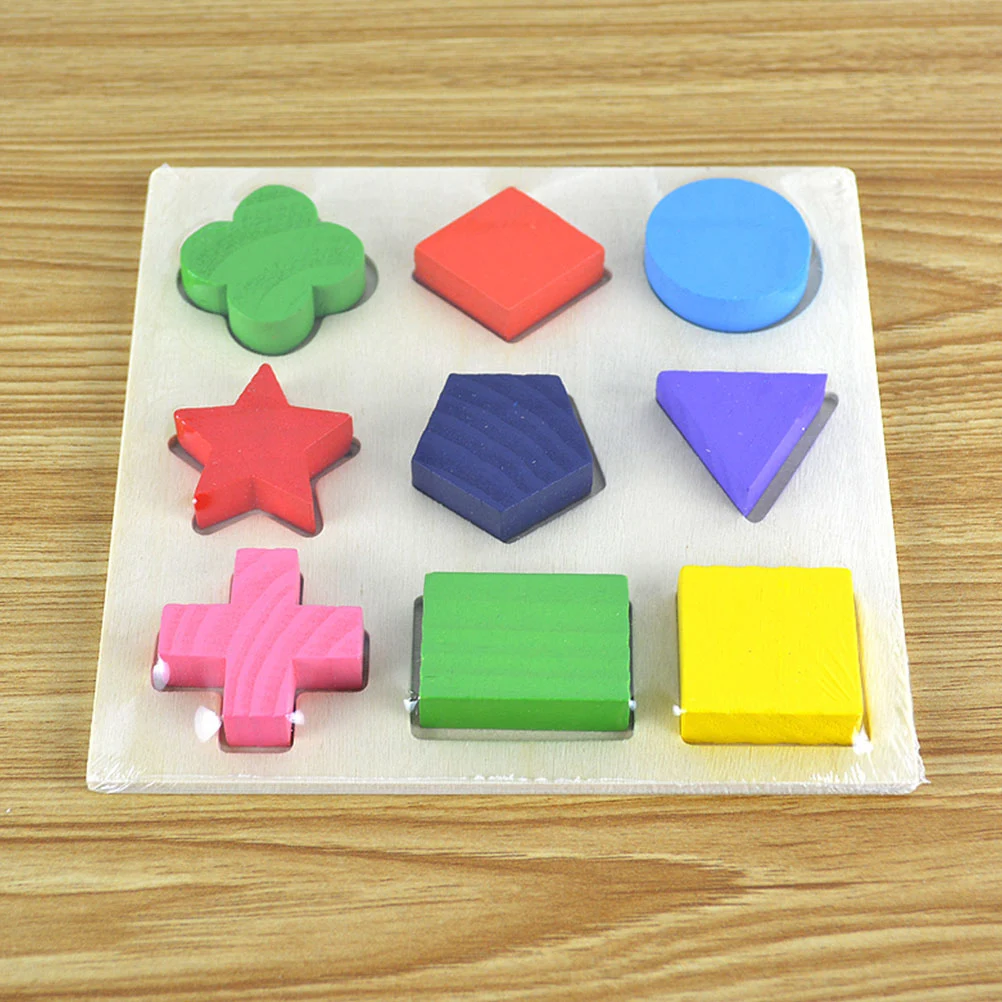 2 Stücke Pädagogisches Puzzle Geometrische Form Platte Erkenntnis Bord Bunte Holz Frühes Lernen Werkzeug für Kinder