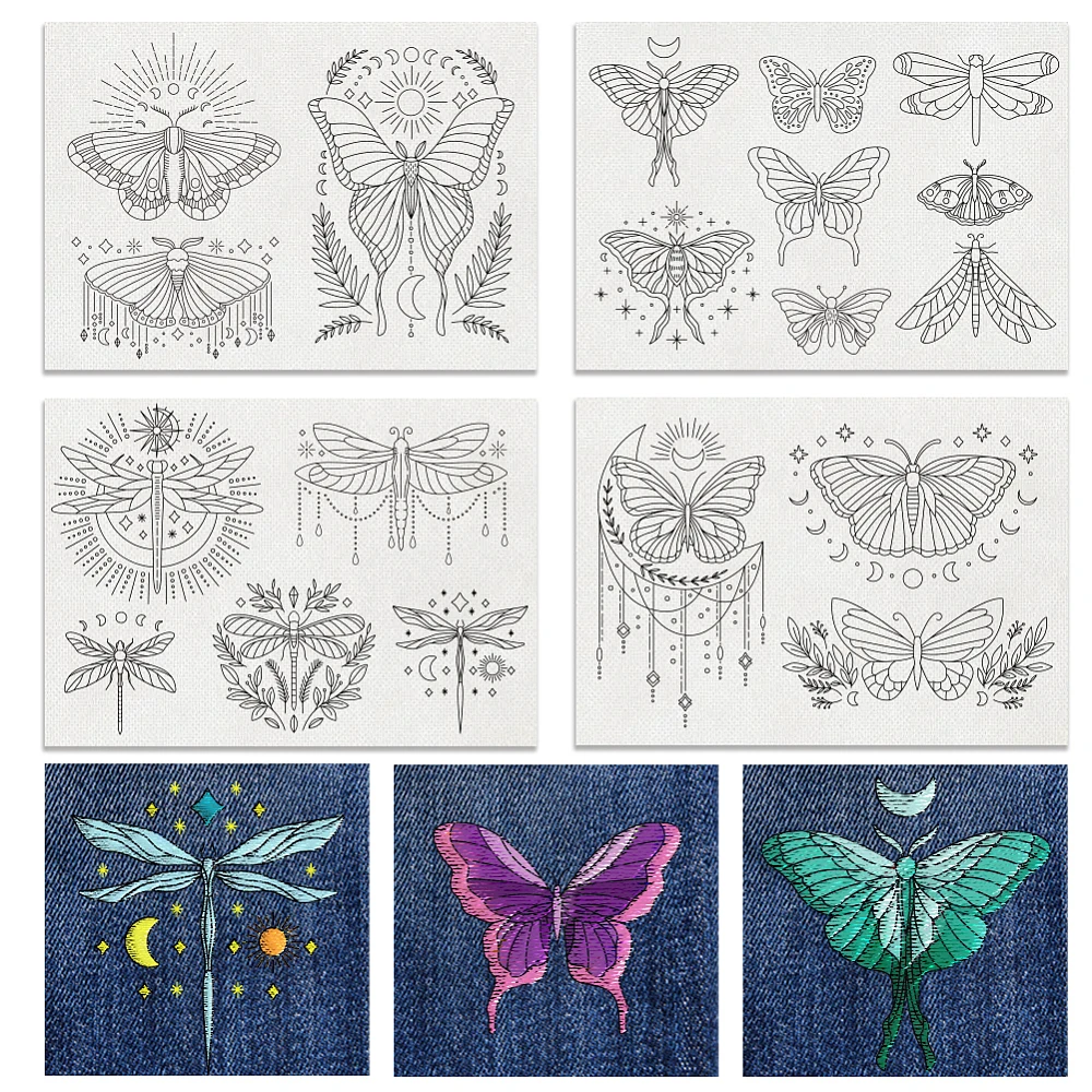 

4 Sheets 11.6x8.2 Inch Stick and Stitch Embroidery Patterns Non-woven Fabrics Water Soluble Embroidery Stabilizers