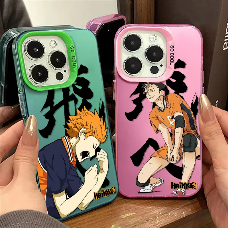 Haikyuu Handsome For iPhone Apple 15 14 13 12 11 XS XR X 8 7 Pro Max Plus Colorful Silver Shockproof Phone Case Coque