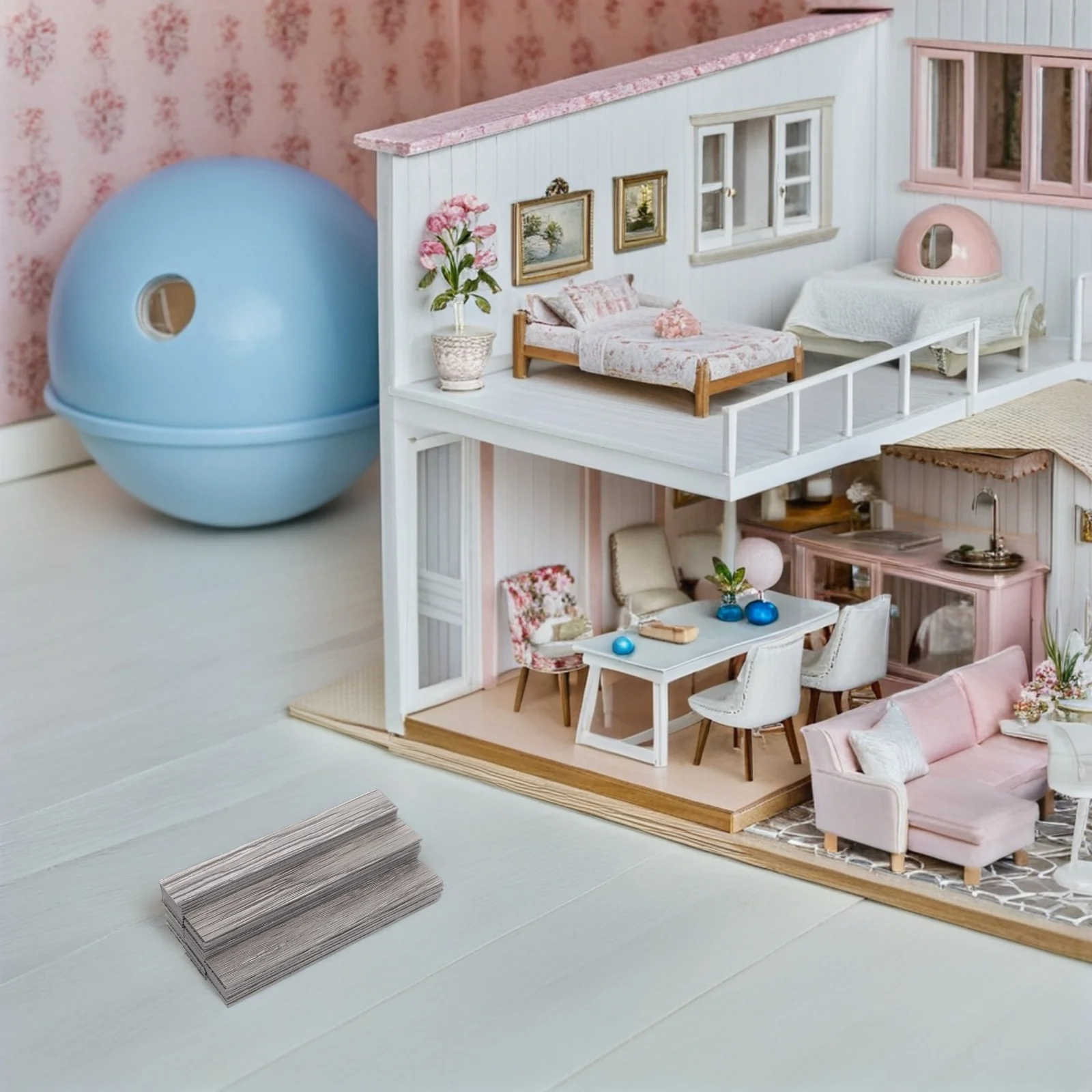 

40pcs House Collage Floor Realistic Miniature Flooring Wood Floorboards for Crafts Wear Resistant Easy DIY Assembly