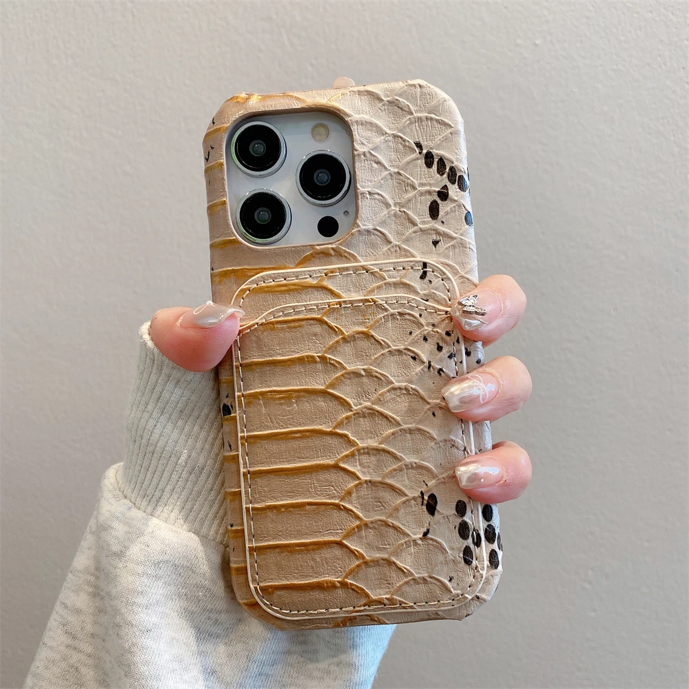 Luxury Dragon Snake leather Card holder wallet Case protection for iPhone 15 14 13 12 11 14 Pro Max XS XR 7 8 Plus X SE Coque