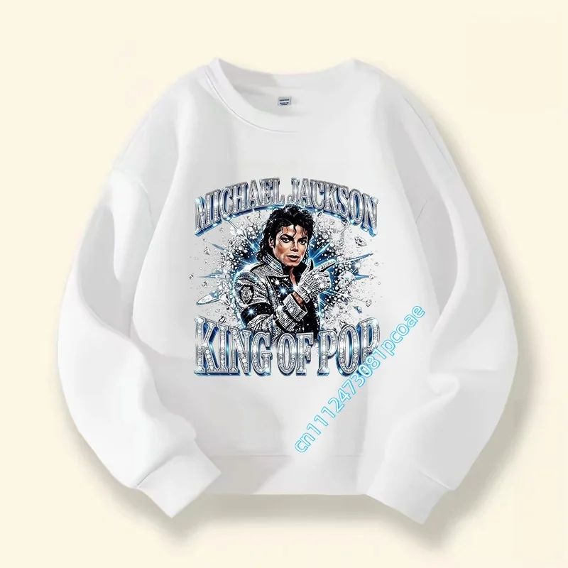 Michael Jackson cartoon print long-sleeved shirt Boy's sports shirt, children's round-neck hooded sweatshirt, girl's casual top,