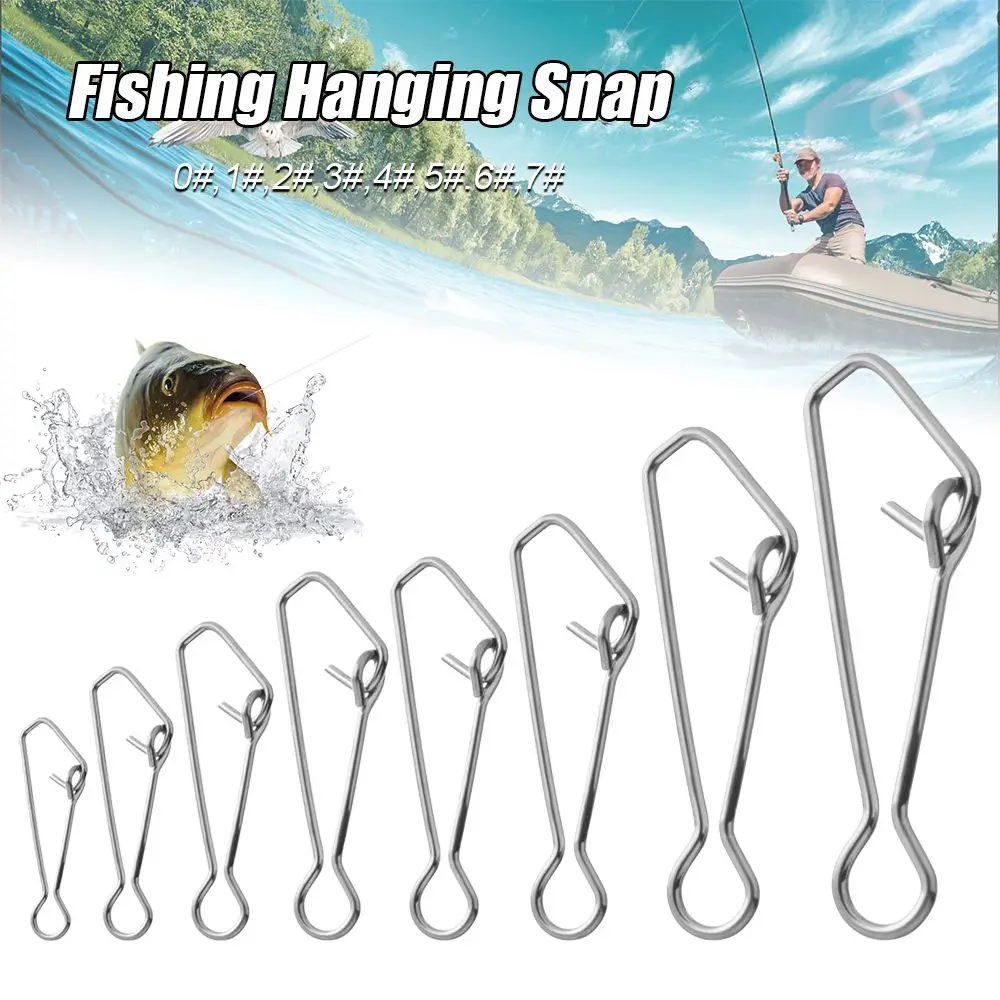 50pcs/pack Fast Clip Lock Fishing Hook Line Connector 0#-7# Stainless Steel Safety Pin Swivel Sea Snap Hooks Fishing Tackle