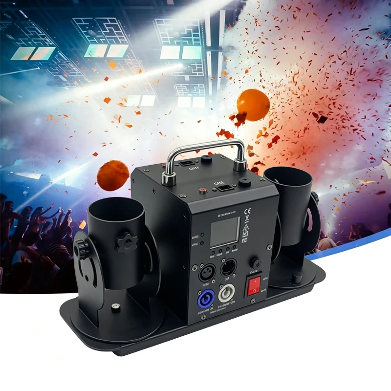 Double Head Confetti Launcher DMX512 Stage Effect Machine 60W for Weddings Parties DJ Events Clubs Concerts Celebrations