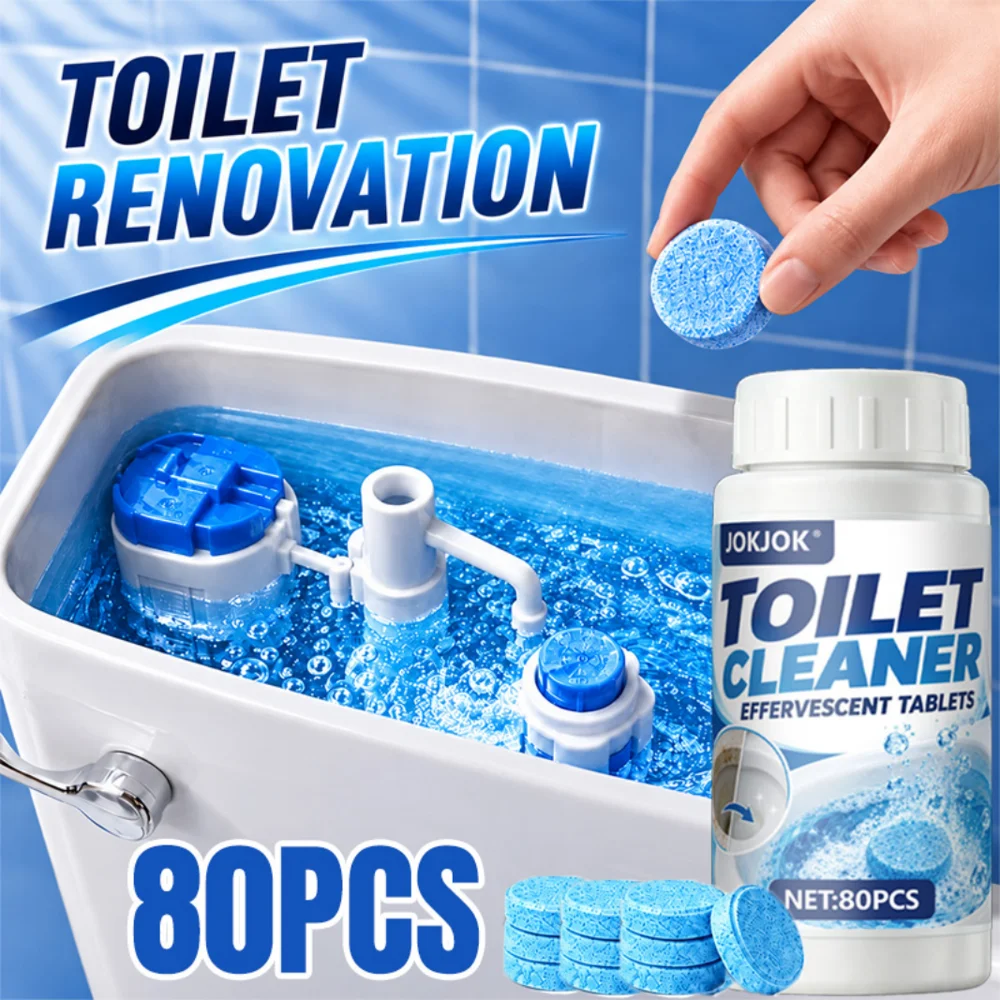 Toilet Bowl Cleaner Tablets Automatic Toilet Tank Long-Lasting Cleaners Stains Remover Bathroom Safe Descaling Deodorizing