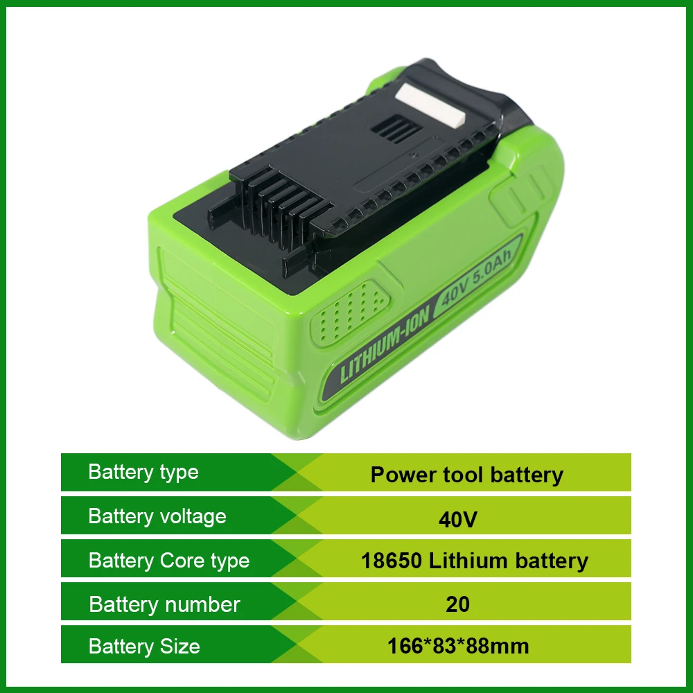 For Greenworks 40V/5000mAh-5.0Ah G-MAX Li-ion Battery Manufacturer Replacement Battery for Lawn Mower Power Tools