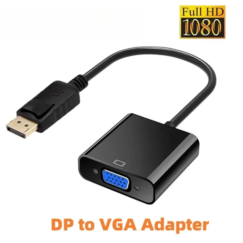 1080 DisplayPort DP to VGA Adapter Cable, Male to Female Converter for PC, Computer, Laptop, Monitor, Projector