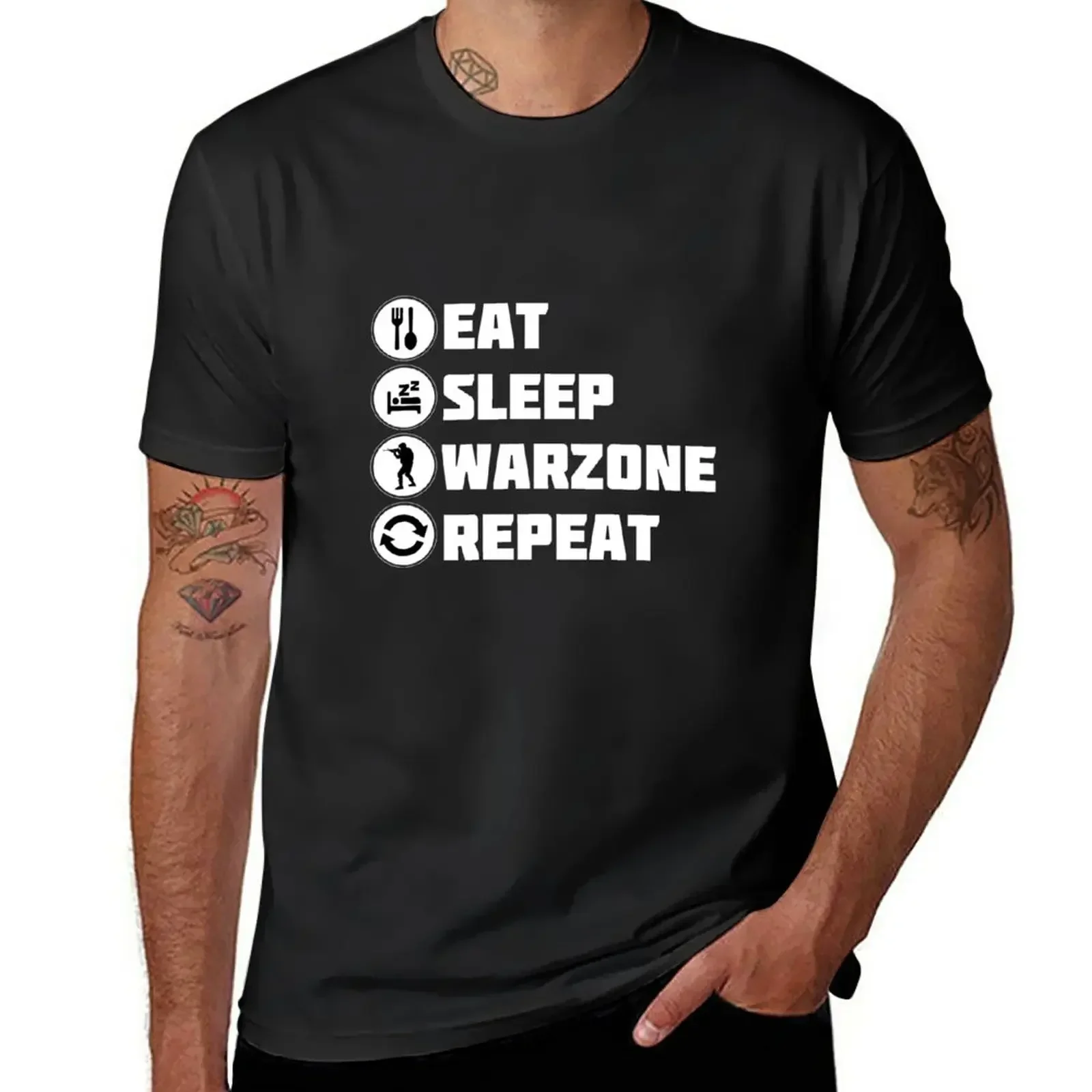 Eat Sleep Warzone Repeat T-Shirt kawaii clothes vintage oversizeds big and tall t shirts for men